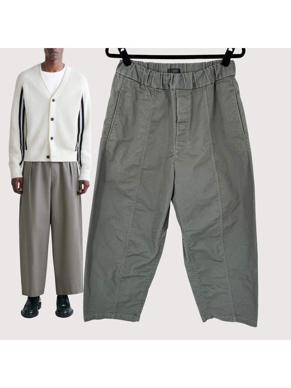 COS Cotton Barrel Leg Pants XS Charcoal